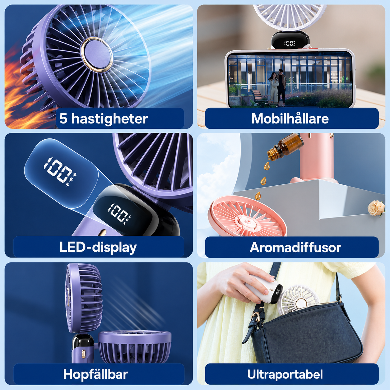 CoolAir Pro™ – Kraftfull Portabel Fläkt med 5 Hastigheter