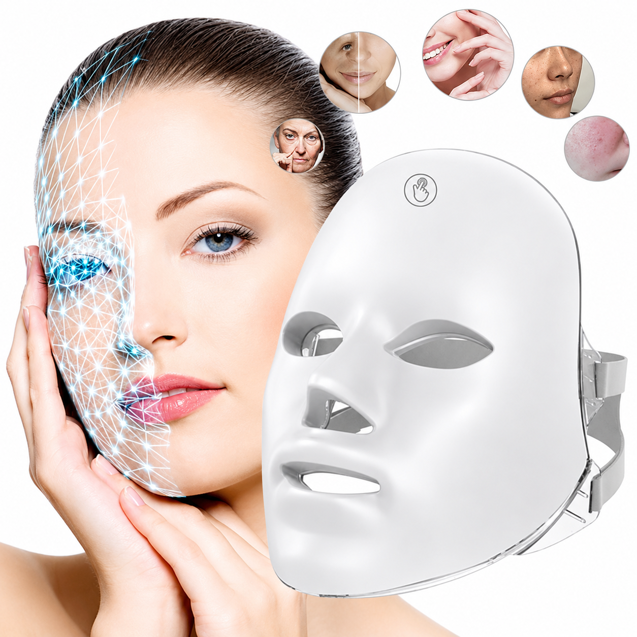 LumiGlow™ LED Ansiktsmask – Professionell Ljusterapi Hemma