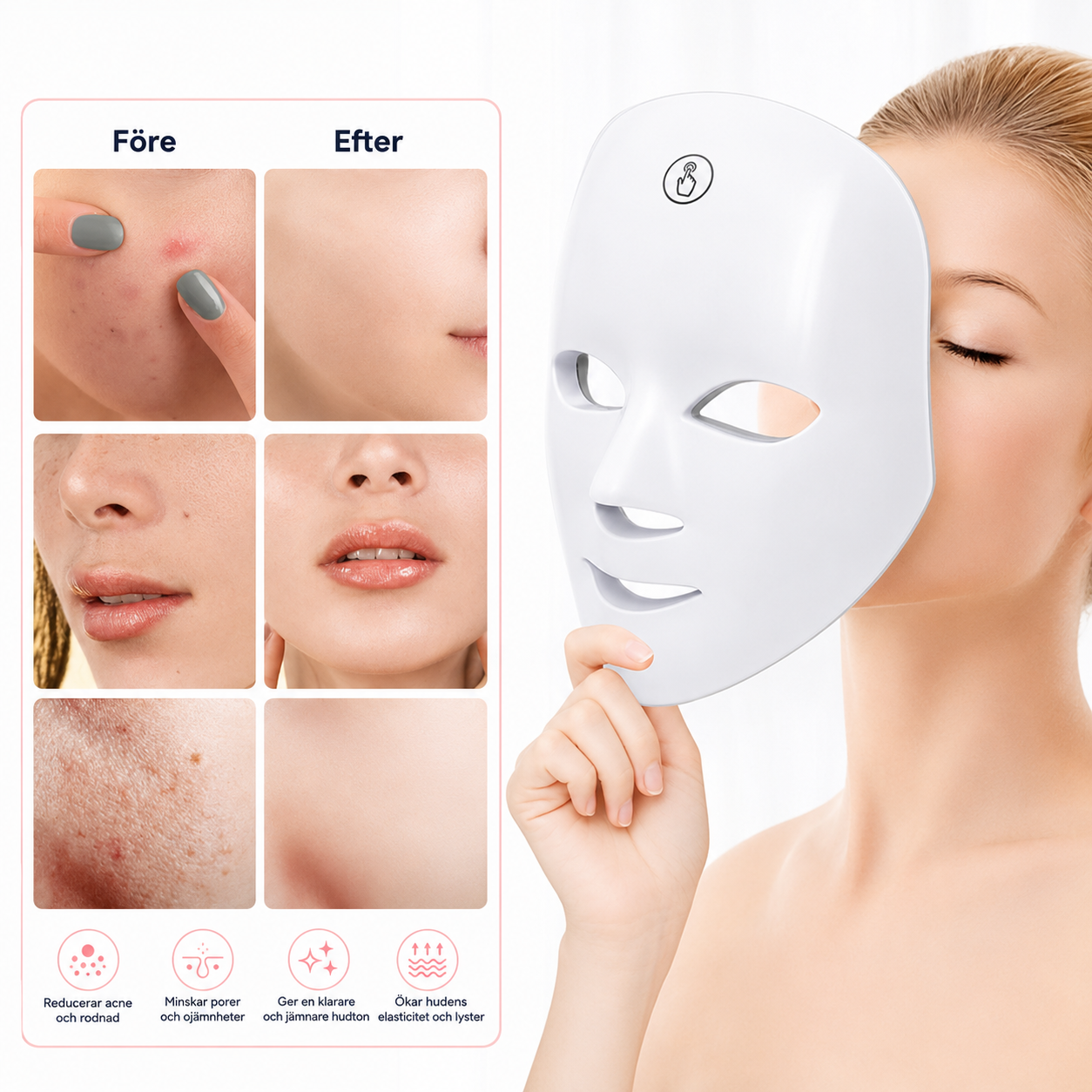 LumiGlow™ LED Ansiktsmask – Professionell Ljusterapi Hemma