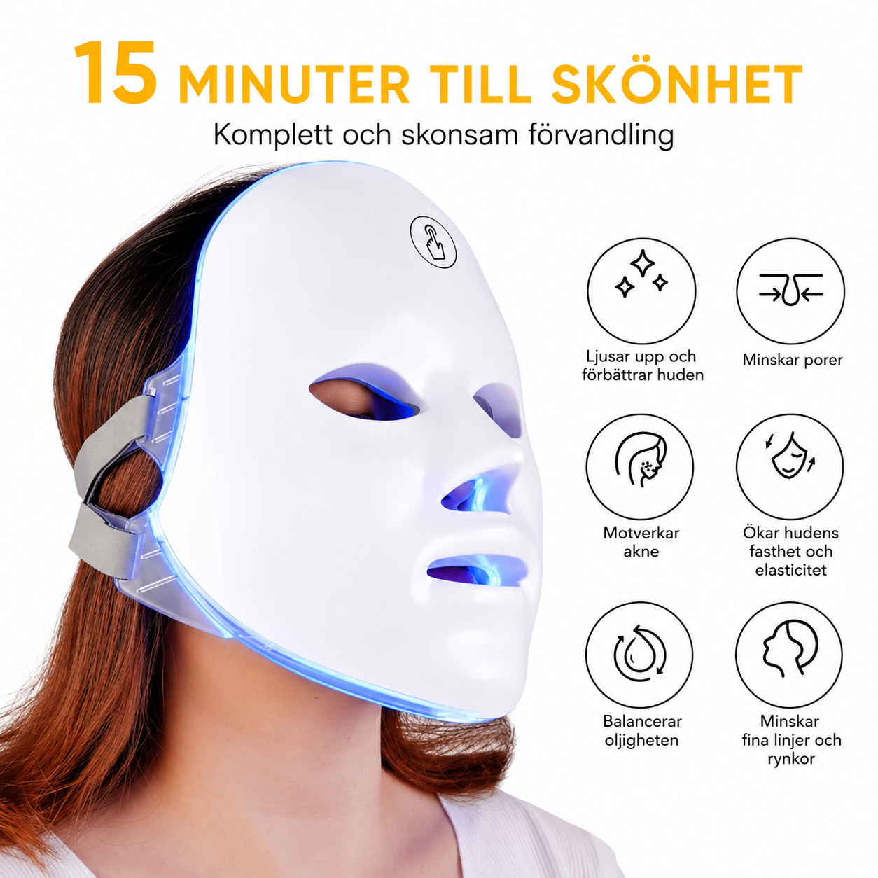 LumiGlow™ LED Ansiktsmask – Professionell Ljusterapi Hemma