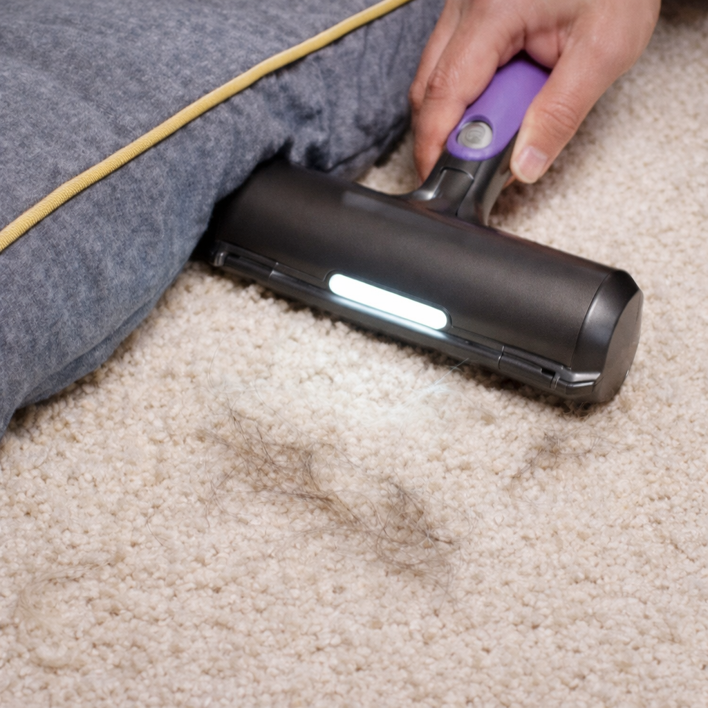 Djurhårsborttagare med LED-Ljus – Tar Bort Päls & Ludd från Kläder, Soffa och Bil på Sekunder