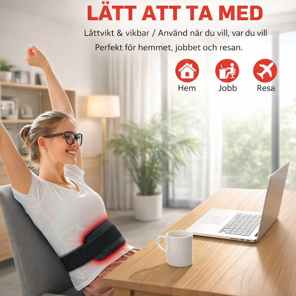 Röd Ljusterapi Midjebälte - 60 LED för Rygg, Midja & Muskelåterhämtning