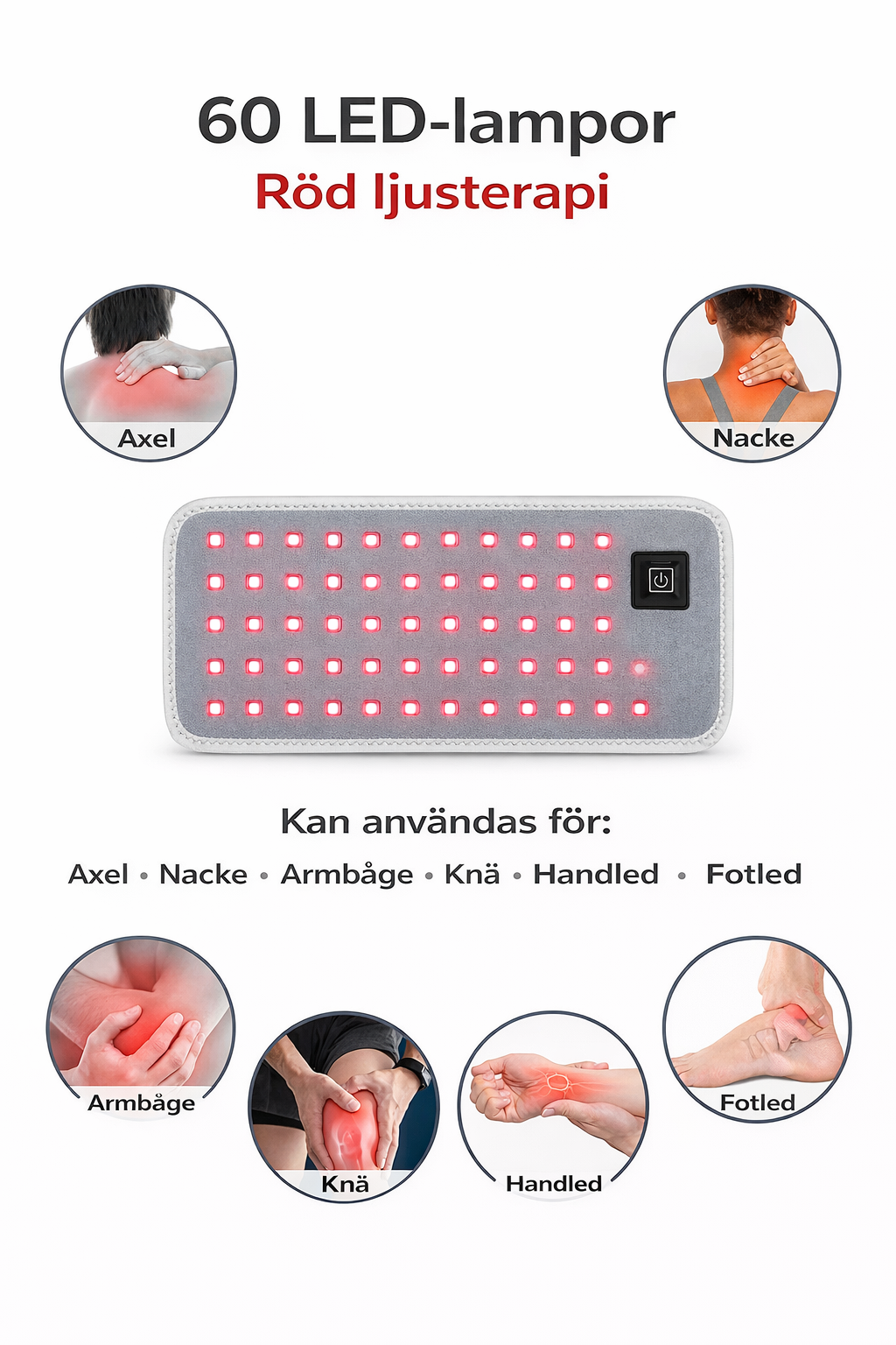 Röd Ljusterapi Midjebälte - 60 LED för Rygg, Midja & Muskelåterhämtning