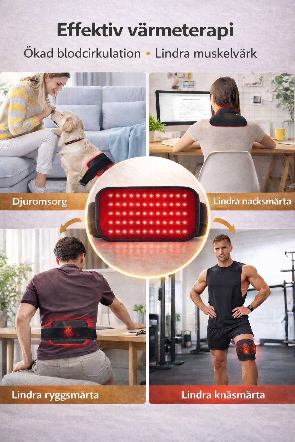 Röd Ljusterapi Midjebälte - 60 LED för Rygg, Midja & Muskelåterhämtning