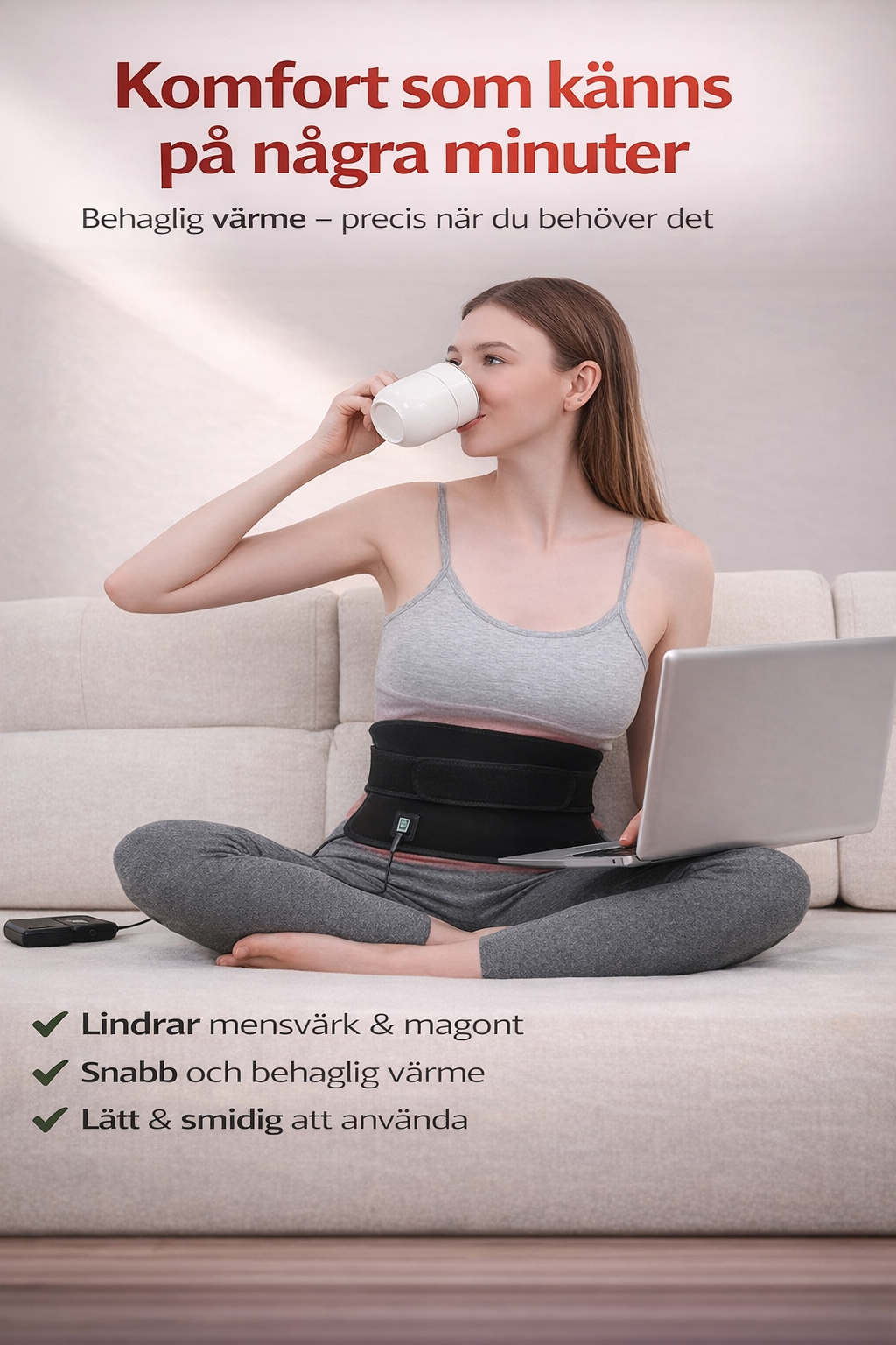 Röd Ljusterapi Midjebälte - 60 LED för Rygg, Midja & Muskelåterhämtning